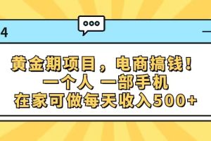(11749期)黄金期项目,电商搞钱!一个人,一部手机,在家可做,每天收入500+