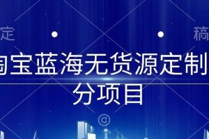 淘宝蓝海无货源定制细分项目，从0到起店实操全流程【揭秘】