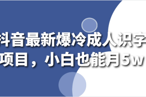 抖音最新爆冷成人识字项目，小白也能月5w