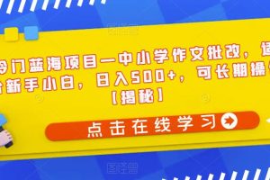 冷门蓝海项目—中小学作文批改,适合新手小白,日入500+,可长期操作【揭秘】
