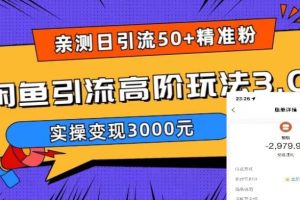 日引50+精准粉，闲鱼引流高阶玩法3.0，实操变现3000元