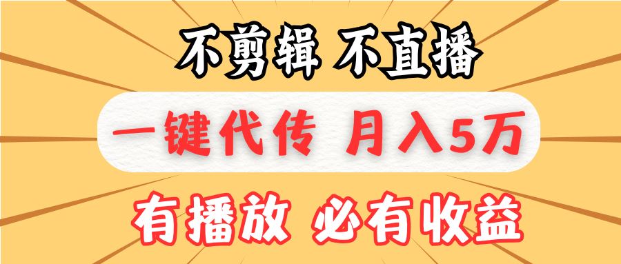 （13555期）不剪辑不直播，一键代发，月入5万懒人必备，我出视频你来发-精品资源站
