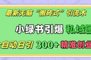 最新无脑“搬砖式”引流术，小绿书引爆私域圈，全自动日引300+精准创业粉【揭秘】