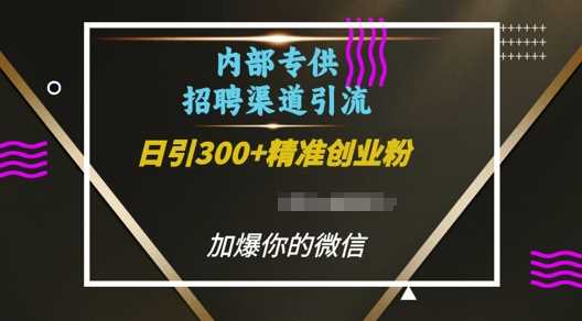 内部招聘渠道日引流300+创业粉，加爆你的微信【揭秘】-精品资源站