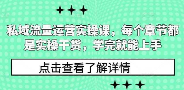 私域流量运营实操课，每个章节都是实操干货，学完就能上手-精品资源站