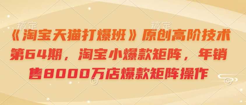《淘宝天猫打爆班》原创高阶技术第64期，淘宝小爆款矩阵，年销售8000万店爆款矩阵操作-精品资源站