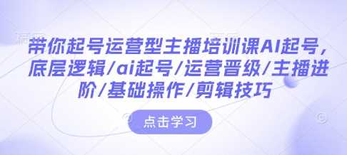 带你起号运营型主播培训课AI起号，底层逻辑/ai起号/运营晋级/主播进阶/基础操作/剪辑技巧-精品资源站