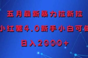 五月最新暴力拉新拉，小红薯4.0新手小白可做，日入多张