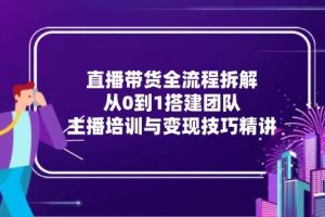 （15004期）直播带货全流程拆解：从0到1搭建团队，主播培训与变现技巧精讲