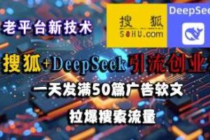 搜狐+DeepSeek引流创业粉，老平台新技术，一天发满50篇广告软文，拉爆搜索流量