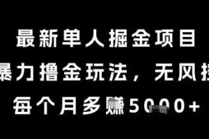最新单人掘金项目，暴力撸金玩法，无风控，每个月多挣5k+【揭秘】