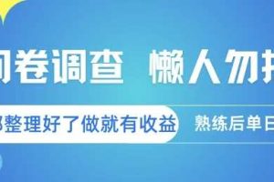 问卷调查，懒人勿扰，问卷都整理好了单价不等，做就有收益，熟练后单日3张【揭秘】