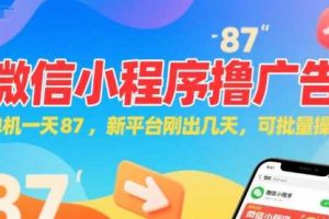 微信小程序看广告，单机一天87，新平台刚出几天，可批量操作，日入5张