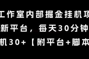 某工作室内部掘金挂G项目，新平台，每天30分钟，单机30+【揭秘】