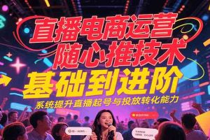 直播电商运营随心推投放技术基础到进阶，系统提升直播起号与投放转化能力