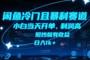闲鱼冷门且暴利赛道，小白当天开单，利润高，照抄就有收益，日入1k+【揭秘】