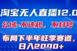 淘宝无人直播12.0，不封号，不违规，布局下半年旺季赛道，日入1k+(独家技术)【揭秘】