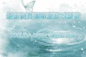 最新剑灵巅峰服游戏搬砖，项目红利期，单机稳定月入4k+操作简单好上手【揭秘】