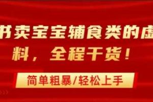 小红书卖宝宝辅食类的虚拟资料，从引流到私域变现，全程干货，简单粗暴，轻松上手