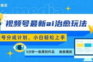 视频号分成最新ai治愈玩法，5分钟一条爆款，日入多张，小白也能轻松上手