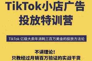 TikTok小店广告投放特训营，6天破局计划专治各种“投不动”，教你经过月销百万验证的实战干货
