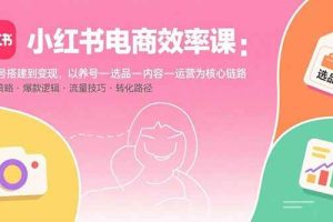 （15838期）小红书电商效率课：从账号搭建到变现，以养号-选品-内容-运营为核心链路