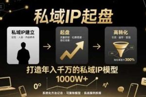 私域IP起盘，私域ip建立、起盘、高转化，打造年入千万的私域ip模型