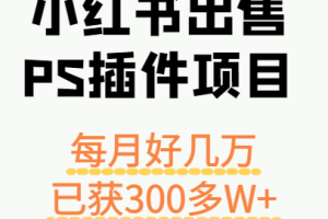 小红书出售PS插件项目，每月都收入好几万，长期操作已获利300多W+