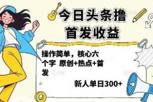 今日头条撸首发玩法，操作简单，新人一天3张+