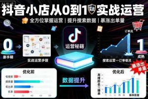 抖音小店从0到1实战运营，帮你全方位掌握小店运营，提升搜索数据与出单量