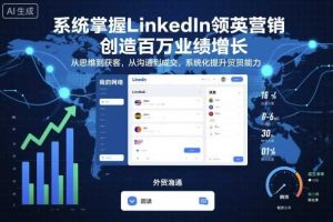 系统掌握LinkedIn领英营销，创造百万业绩增长，从思维到获客，从沟通到成交，系统化提升外贸能力