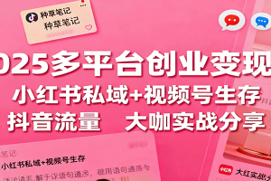 2025多平台创业变现课：小红书私域+视频号生存+抖音流量，大咖实战分享