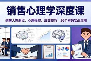 (16456期)销售心理学深度课,讲解人性弱点、心理操控、成交技巧,36个密码实战应用