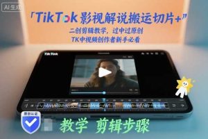 TikTok影视解说搬运切片+二创剪辑教学,过中过原创,TK中视频创作者新手必看