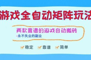 两款靠谱的游戏全自动搬砖项目,日入1k+,稳定可矩阵,永不失业的副业【揭秘】