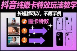 某社群抖音纯搬卡特效玩法教学,长短都可以,不限手机