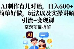 AI制作育儿对话，日入6张+，简单好做，玩法以及实操讲解，引流+变现课