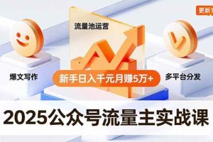 （16716期）2025公众号流量主实战课，爆文写作、流量池运营、多平台分发，新手日入千元月赚5万+更新11月