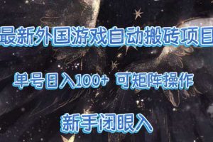 最新外国游戏自动搬砖项目，单号100+，可以矩阵操作，新手也可做【揭秘】