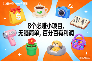 (17114期)8个必赚小项目,无脑简单,百分百有利润,副业首选,日入300+