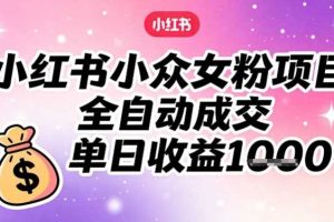 小红书小众女粉项目，全自动成交，单日收益多张