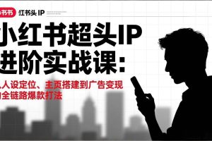 (17190期)小红书超头IP进阶实战课:从人设定位、主页搭建到广告变现的全链路爆款打法