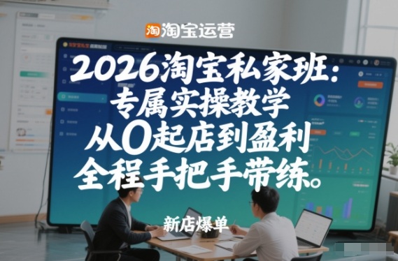 2026淘宝私家班：专属实操教学，从0起店到盈利，全程手把手带练