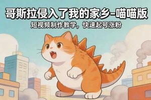 哥斯拉侵入了我的家乡–喵喵版短视频制作教学,快速起号涨粉