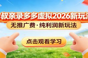 拼多多虚拟电商新玩法，0推广费0成本启动，专为新手打造