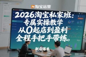 2026淘宝私家班：专属实操教学，从0起店到盈利，全程手把手带练（更新26年3月）