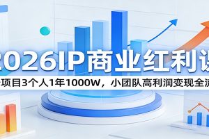 2026IP商业红利课:1个项目3个人1年1000W,小团队高利润变现全流程