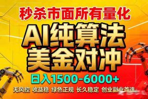（17685期）2026全网首发黑马项目，AI美金算法对冲，日入2000-6000+，稳定长效0风险，彻底告别996死工资