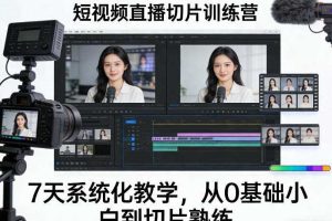短视频直播切片训练营，7天系统化教学，从0基础小白到切片熟练