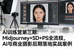 AI训练营第三期:Midjourney+SD+PS全流程,AI与商业摄影后期落地实战案例
